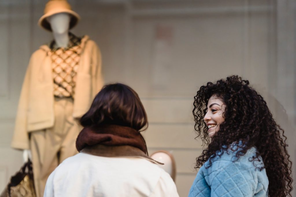 two girls discussion about winter wardrobe